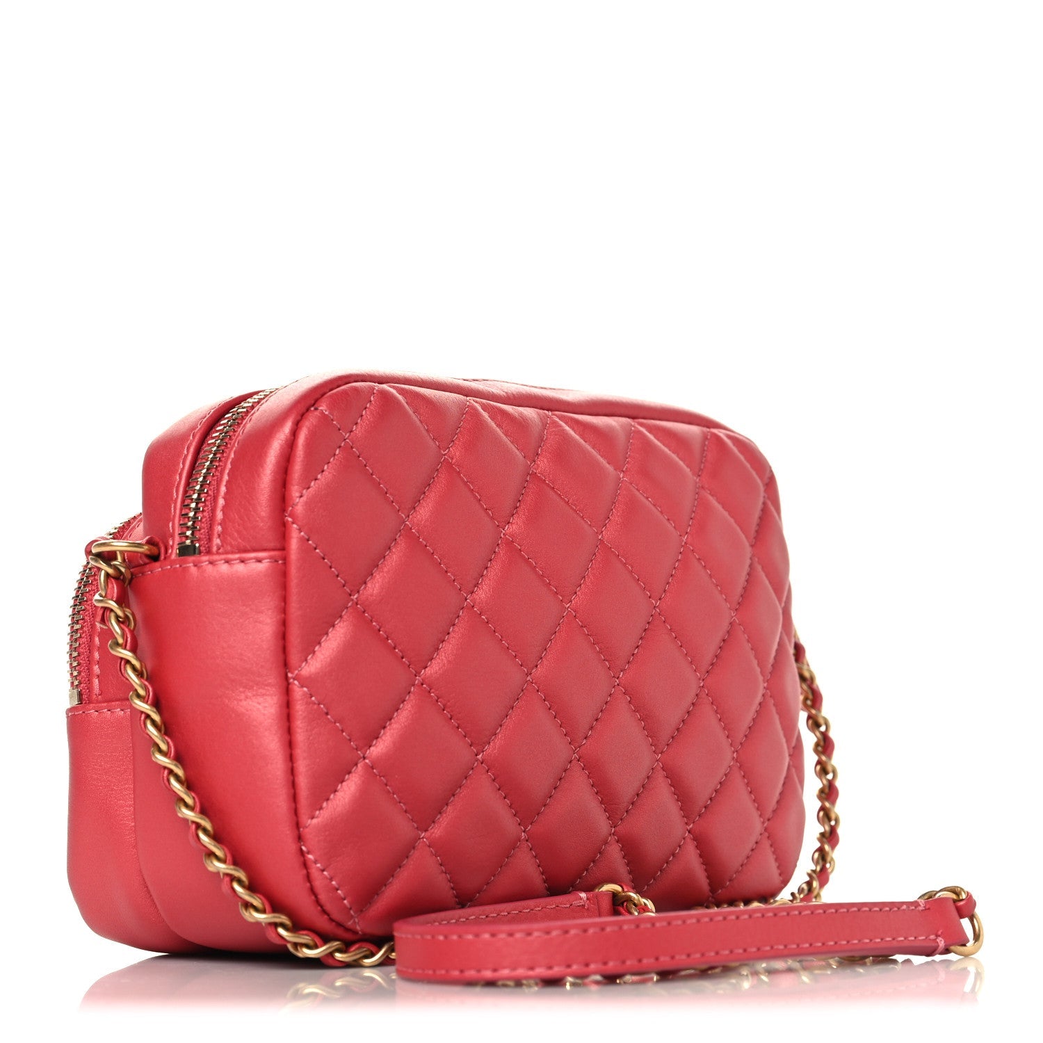 Calfskin Quilted Day Trips Camera Case Pink