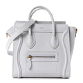 Drummed Calfskin Nano Luggage Pearl Blue