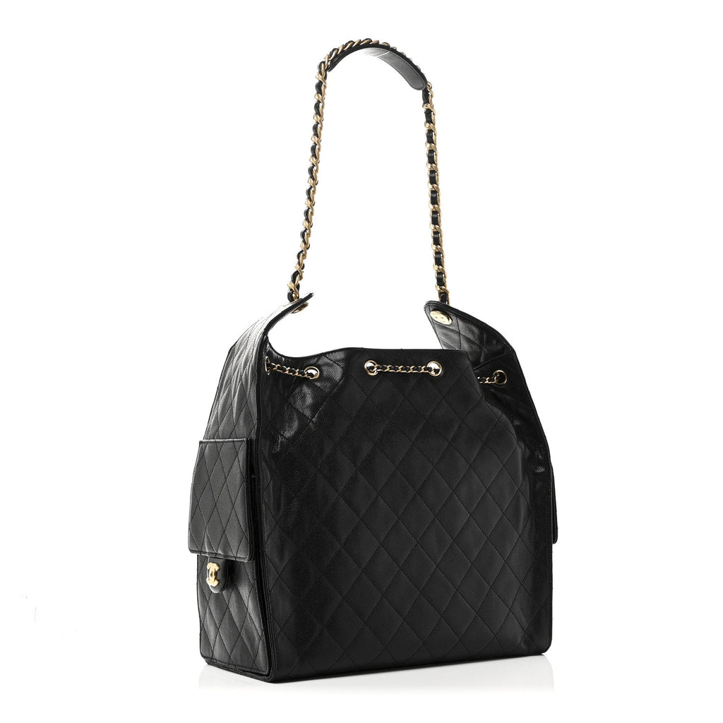 Caviar Quilted Medium Chanel 25 Handbag Black