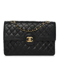 Lambskin Quilted Medium Single Flap Black