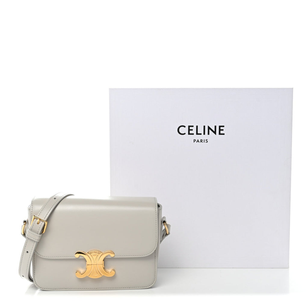 Shiny Calfskin Teen Triomphe Chalk