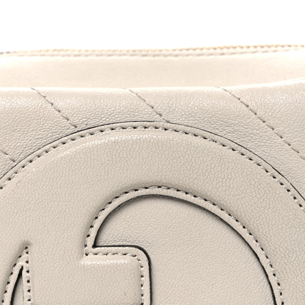 Sakai Be Green Calfskin Diagonal Stitched Small Blondie Shoulder Bag Mystic White
