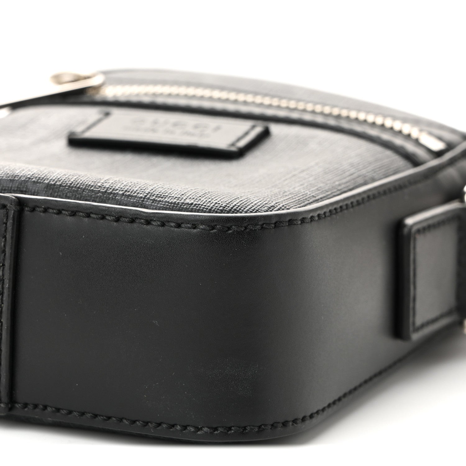 GG Supreme Monogram Appia Calfskin Web Small Camera Messenger Bag Black Grey