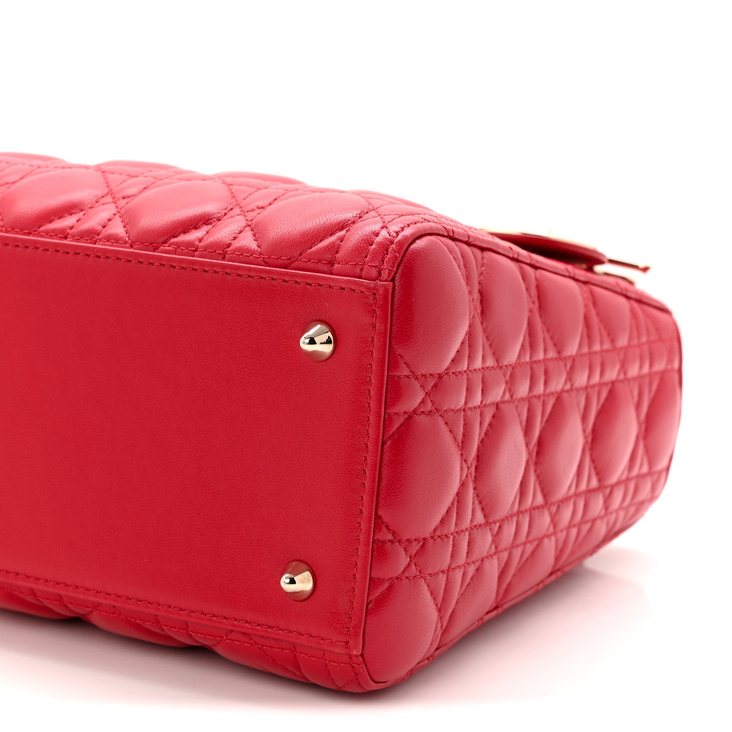 Lambskin Cannage Medium Lady Dior Red
