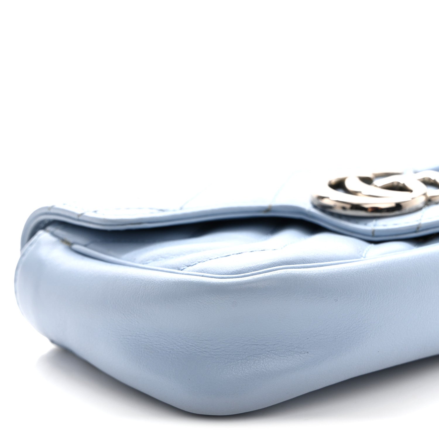 Calfskin Matelasse Super Mini GG Marmont Shoulder Bag Porcelain Light Blue