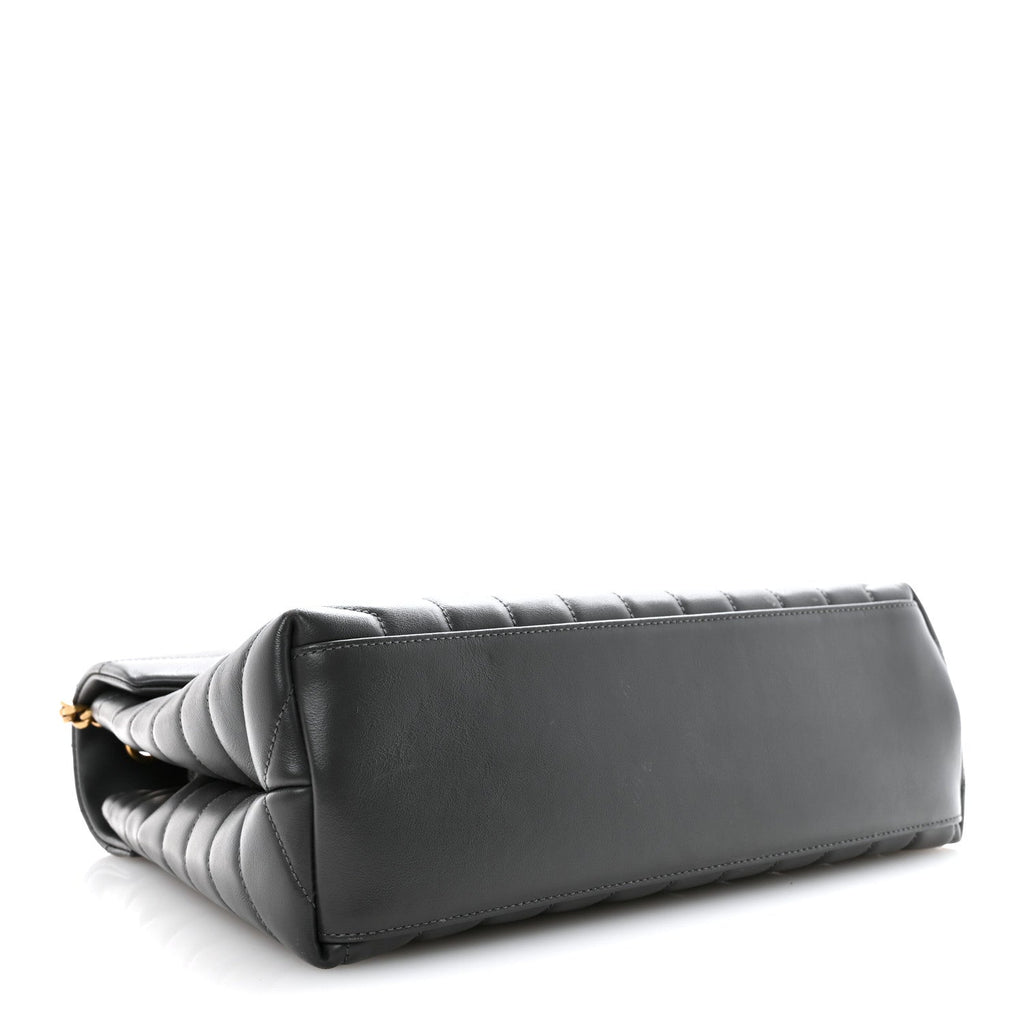 Calfskin Y Quilted Monogram Medium Loulou Chain Satchel Storm