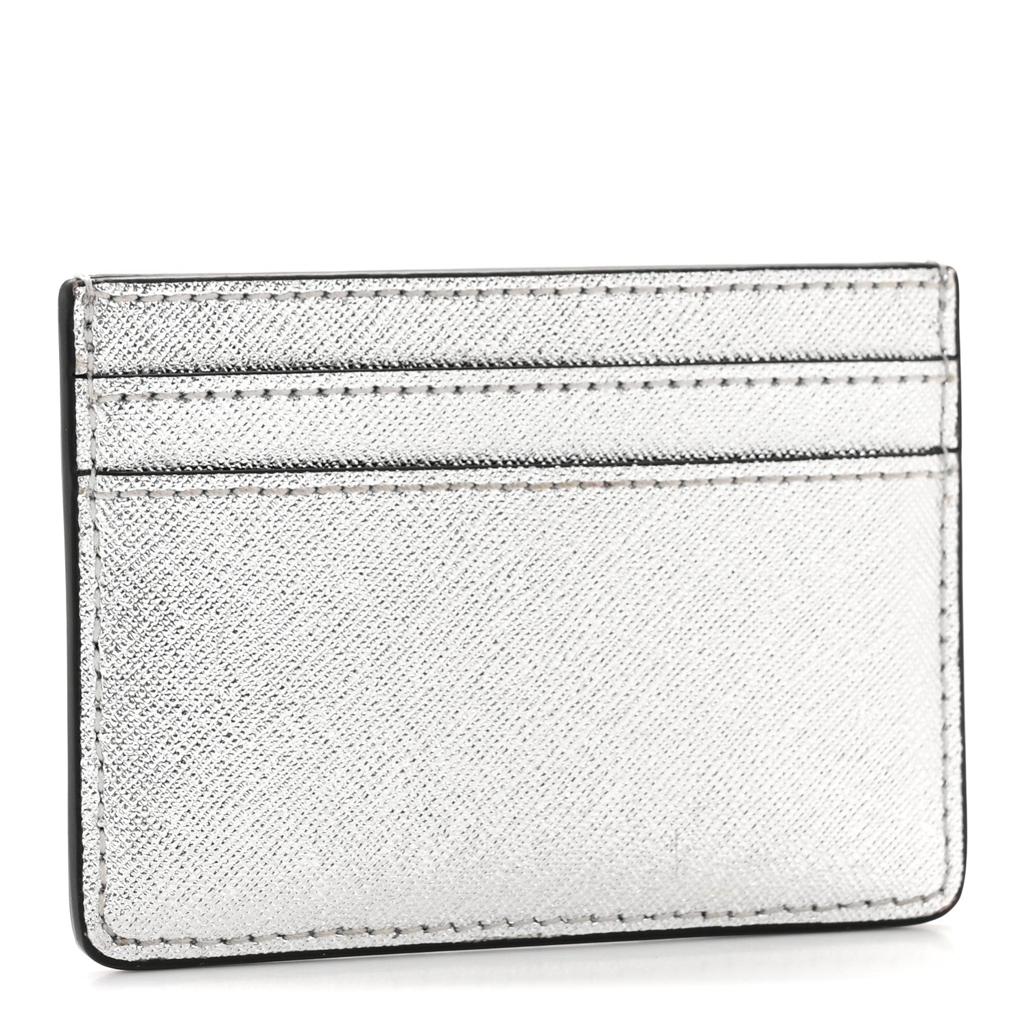 Metallic Saffiano holder Silver