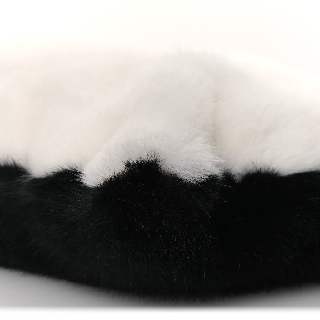 Faux Fur Two Tone Large GV3 Pouch Wristlet Black White