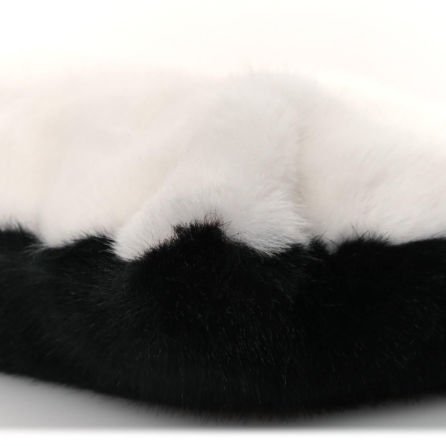 Faux Fur Two Tone Large GV3 Pouch Wristlet Black White