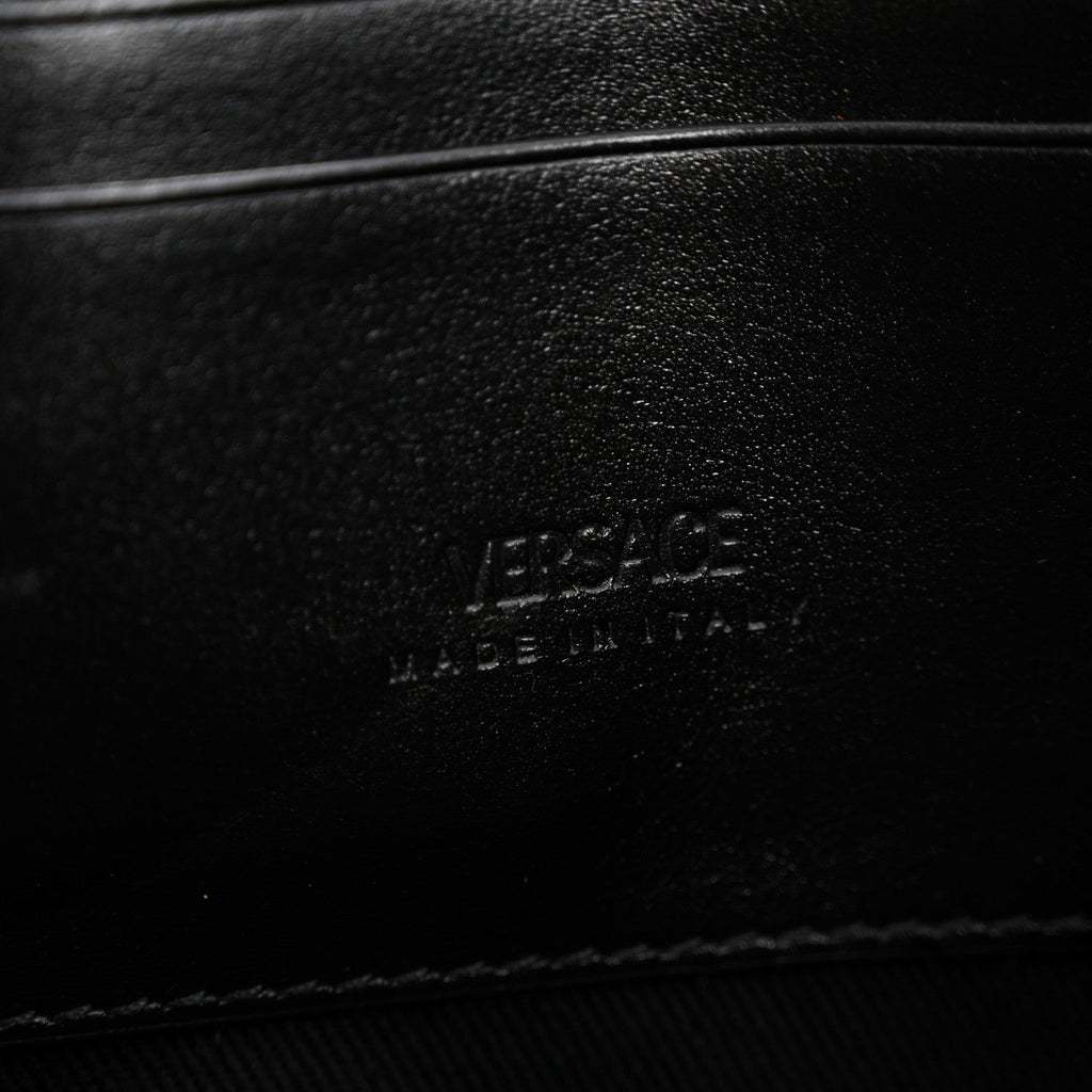 Coated Canvas La Greca Signature  Black Gray