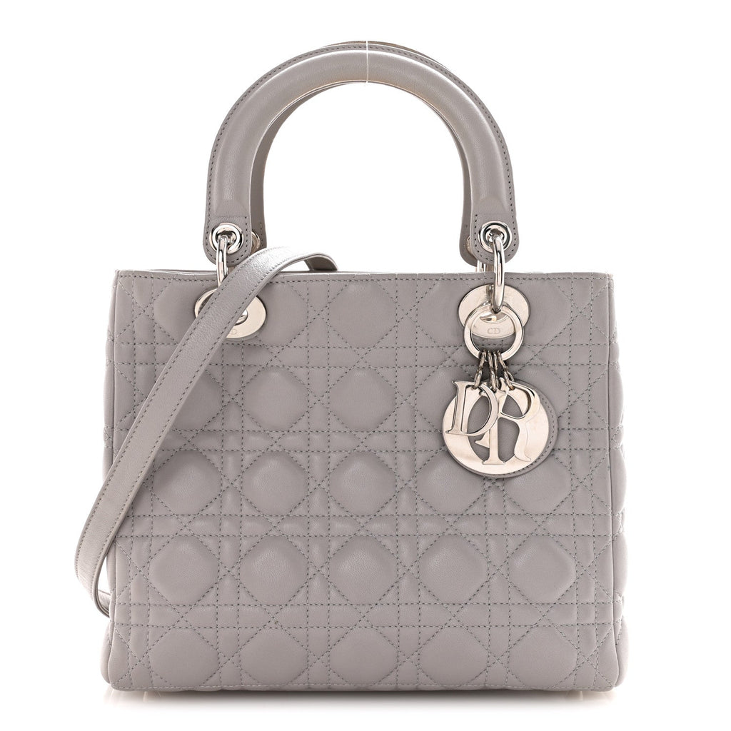 Lambskin Cannage Medium Lady Dior Grey