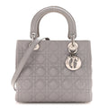 Lambskin Cannage Medium Lady Dior Grey