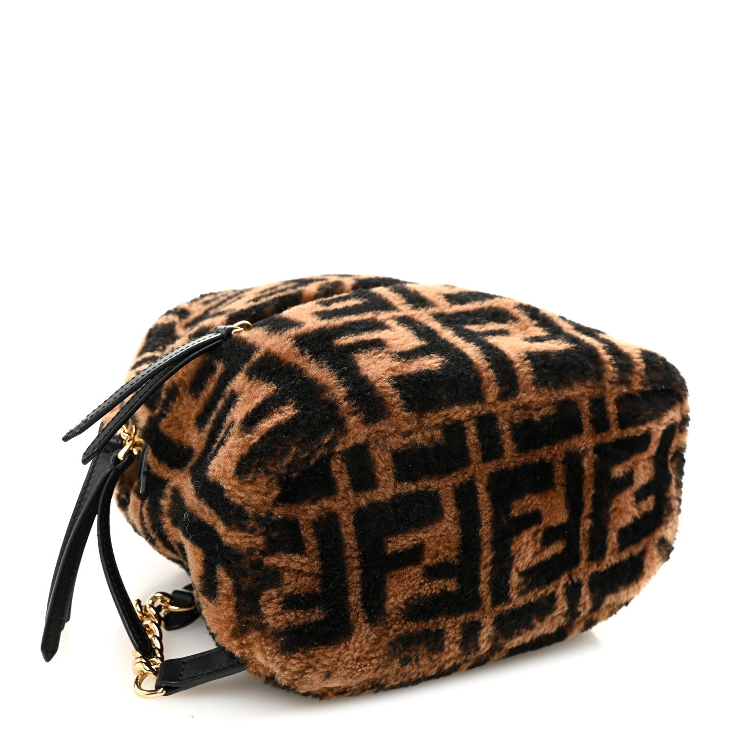 Shearling Macro FF 1974 Mini Backpack Tobacco Black