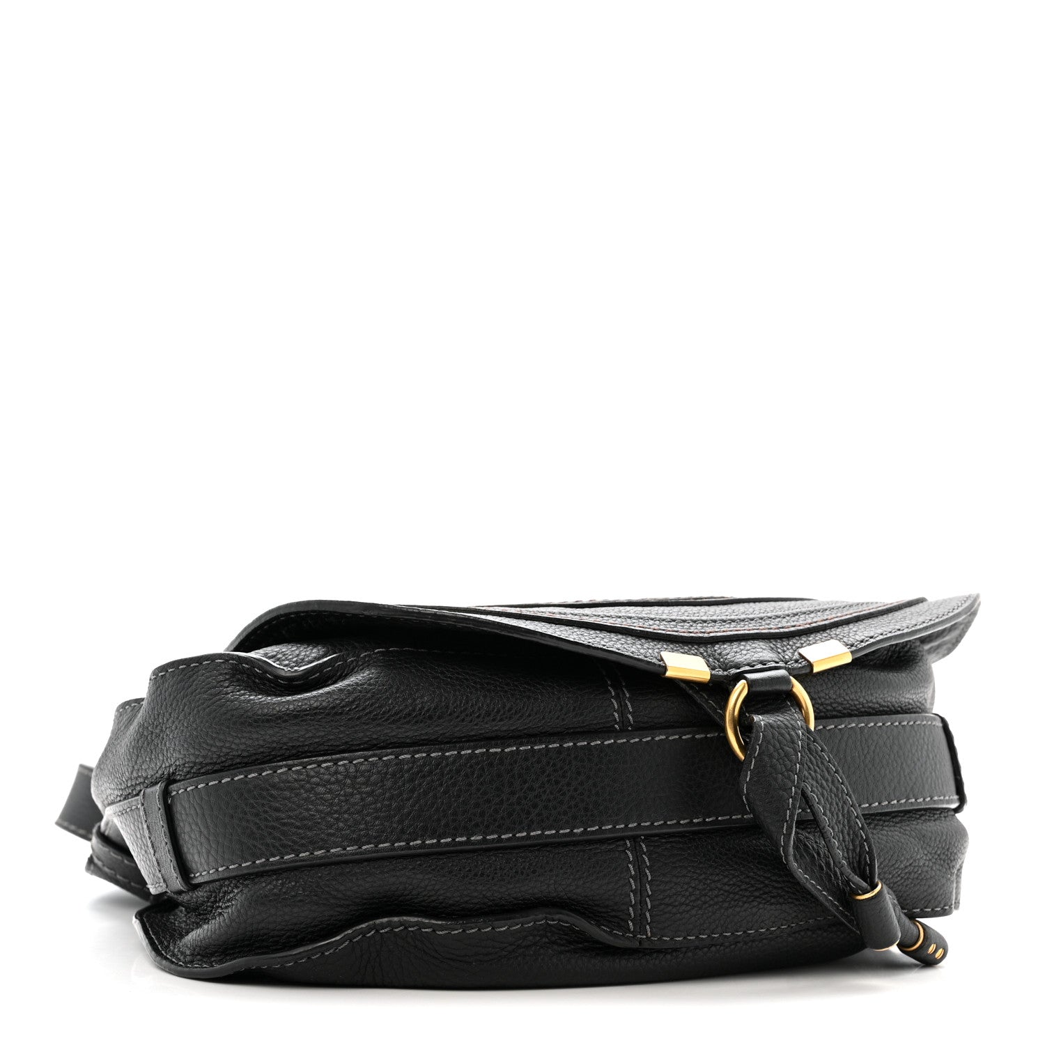 Grained Calfskin Medium Marcie Saddle Bag Black