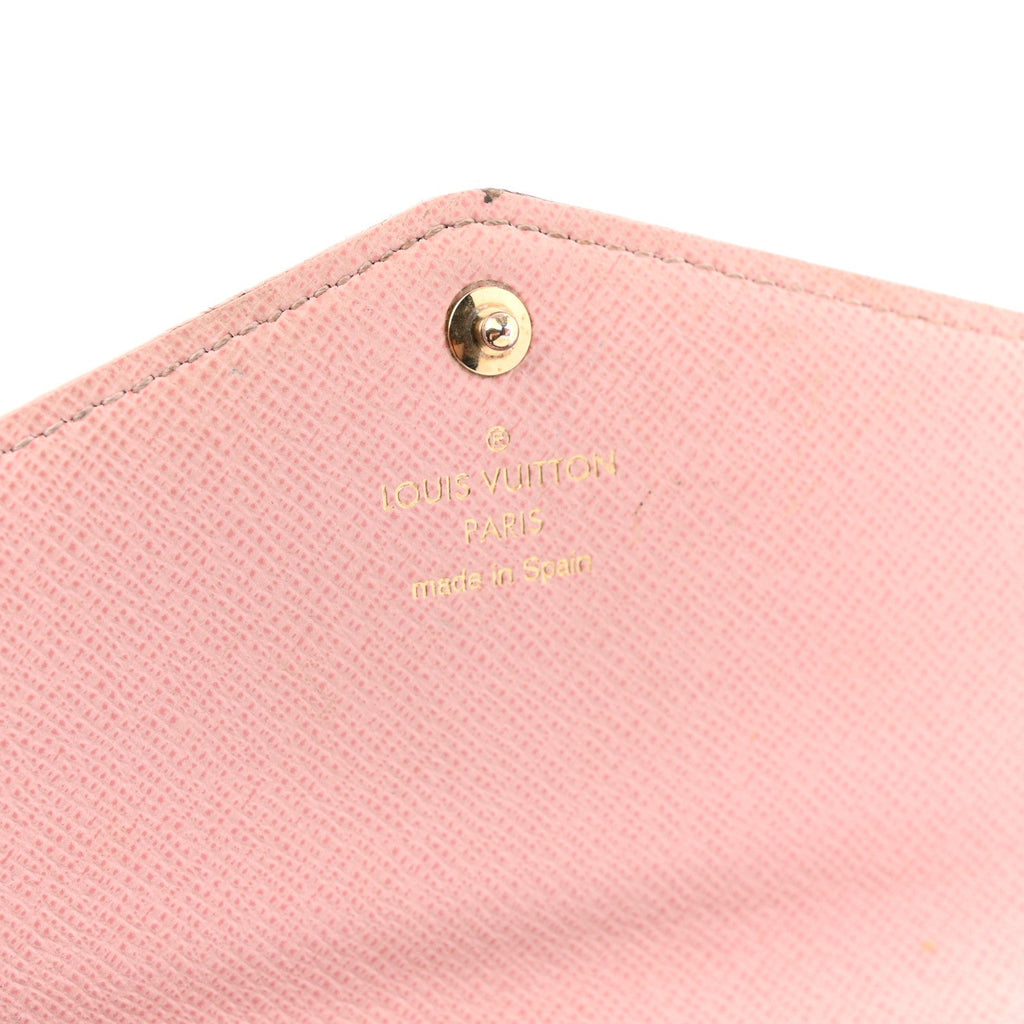Damier Ebene Studded Sarah Wallet NM Rose Ballerine