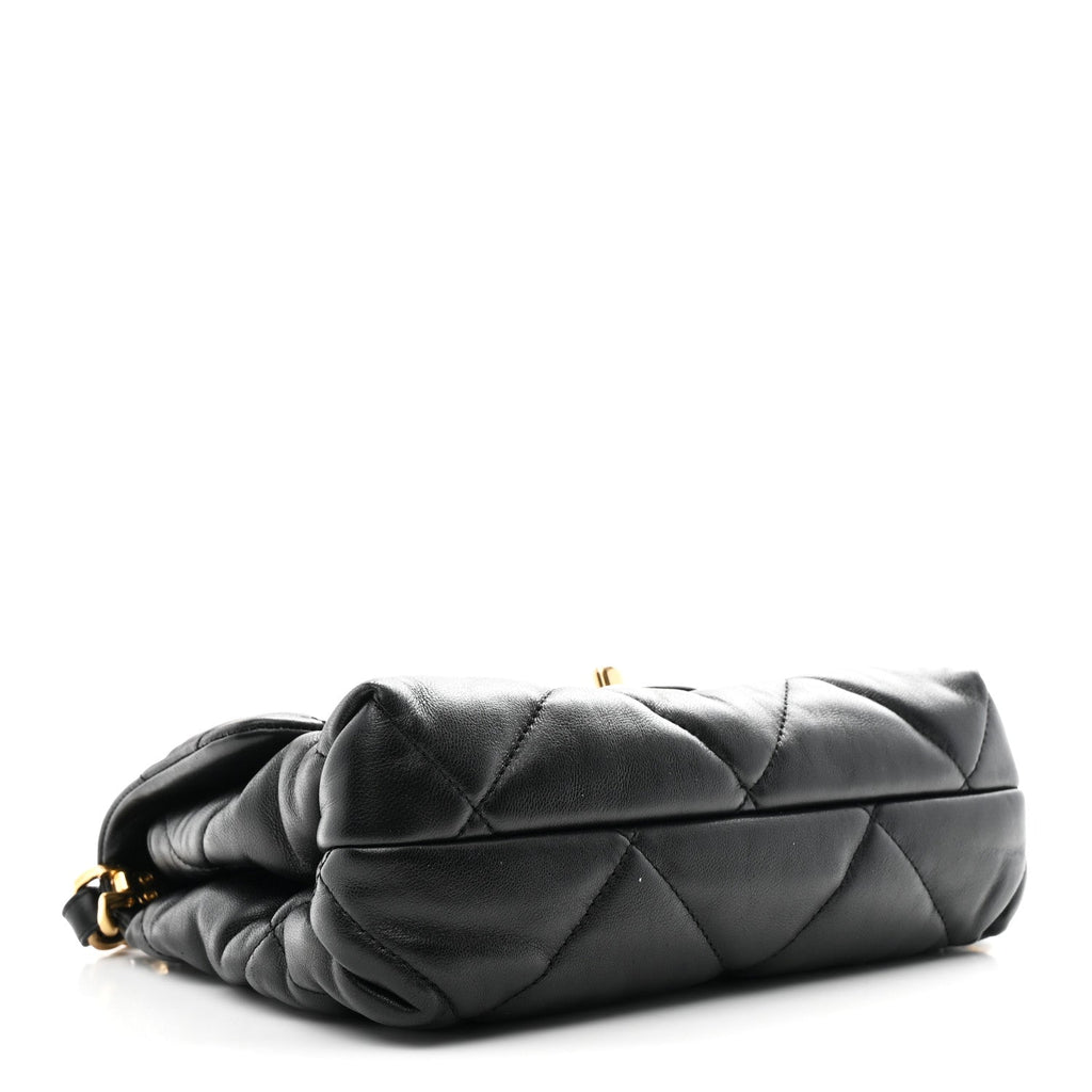 Lambskin Quilted Small Chain Top Handle Flap Black