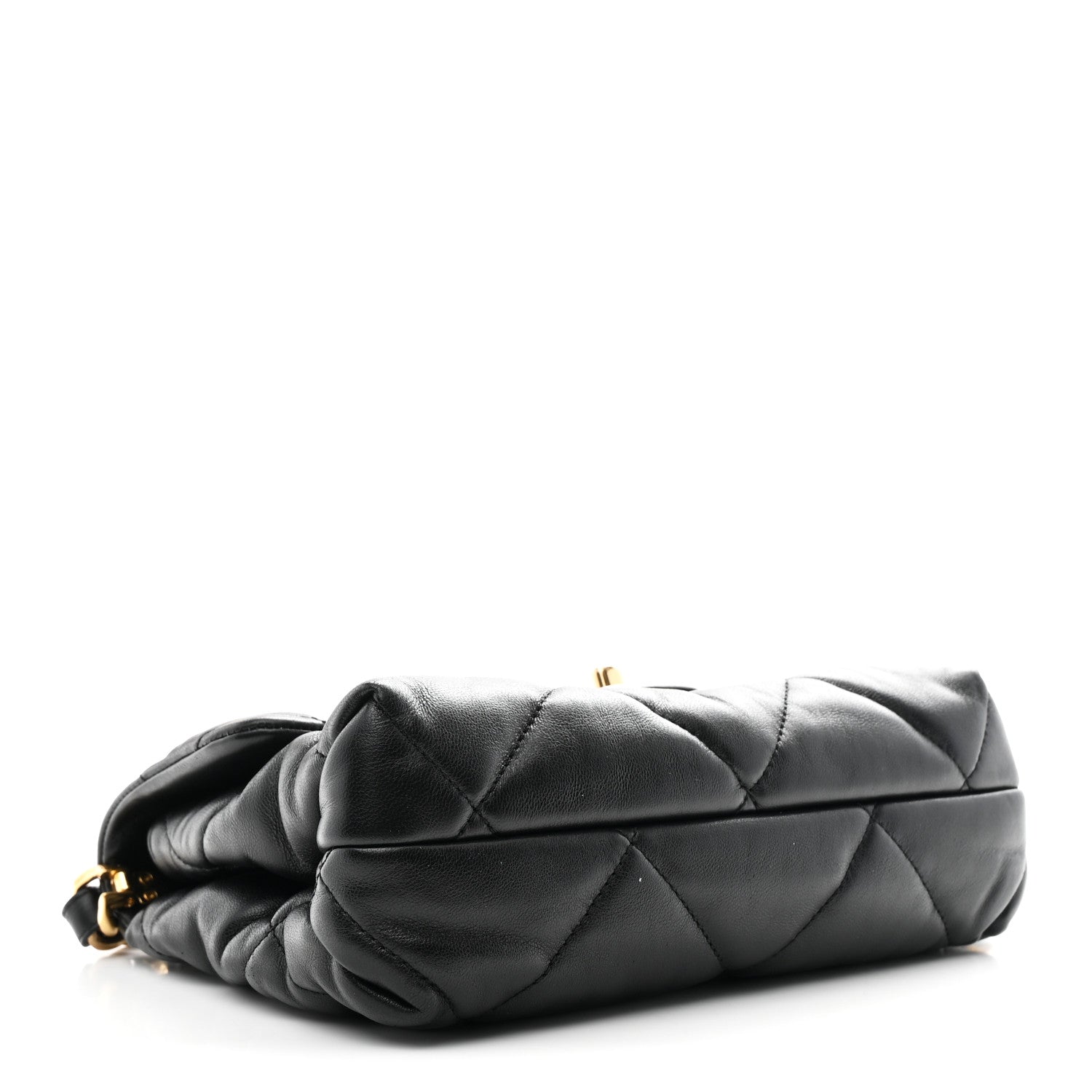 Lambskin Quilted Small Chain Top Handle Flap Black