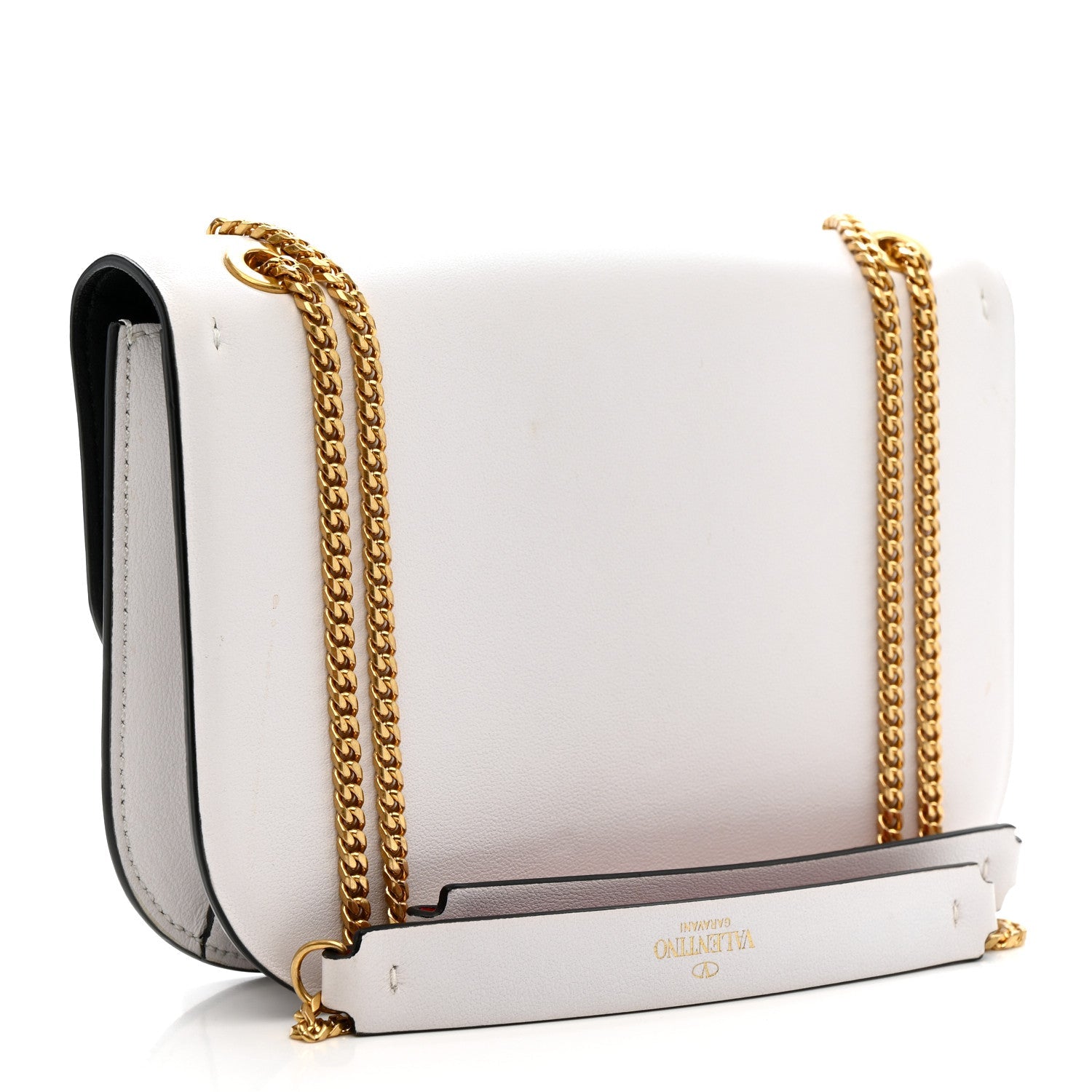 Smooth Calfskin Small VLock Shoulder Bag Bianco Ottico Rouge Pur