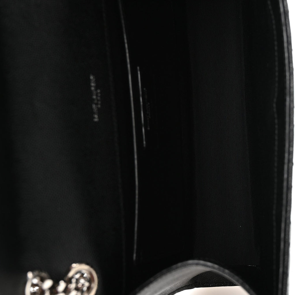 Grain De Poudre Textured Mixed Matelasse Triquilt Medium Monogram Satchel Black