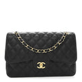 Caviar Quilted Jumbo Double Flap Black
