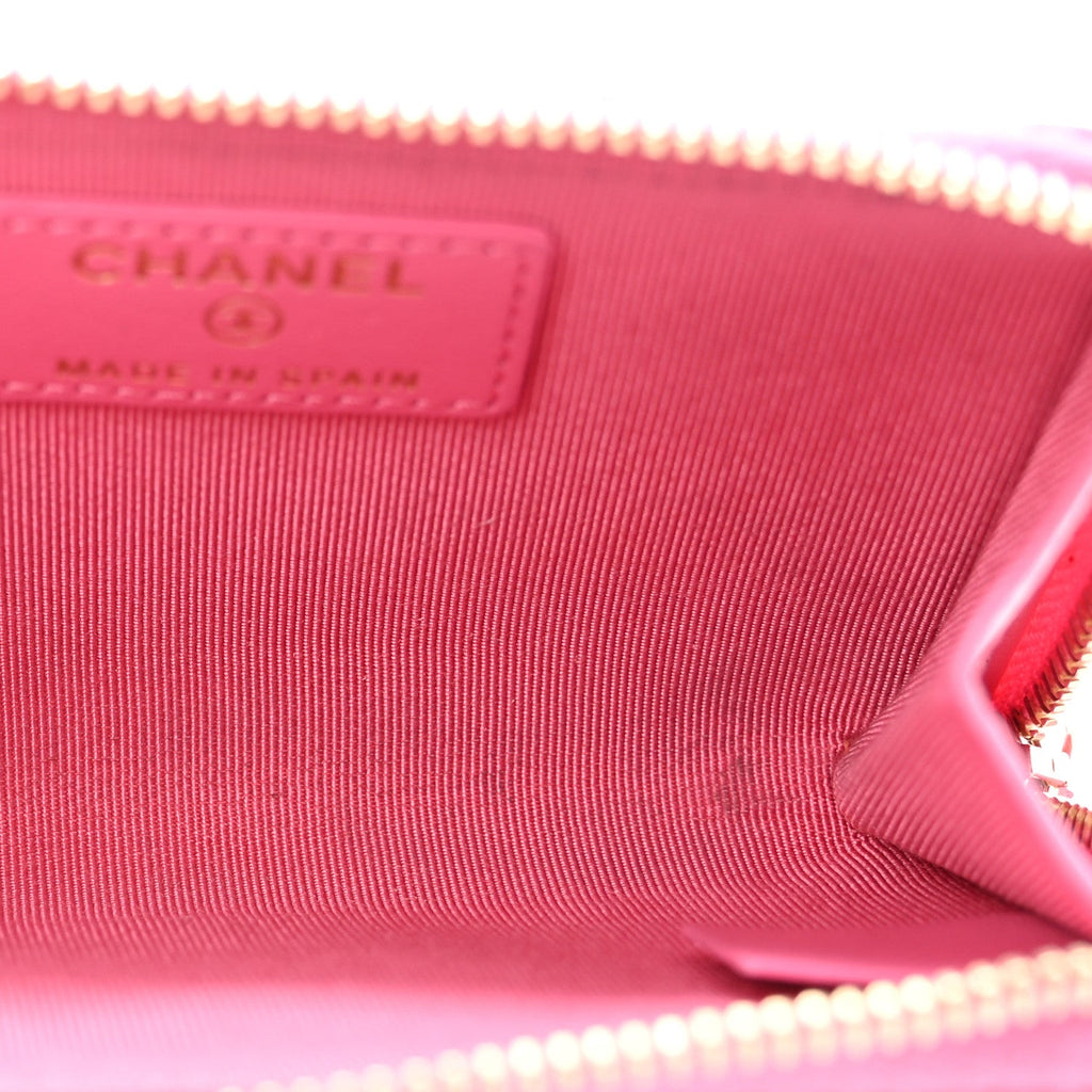 Caviar Quilted Zipped Key Holder Case Pink