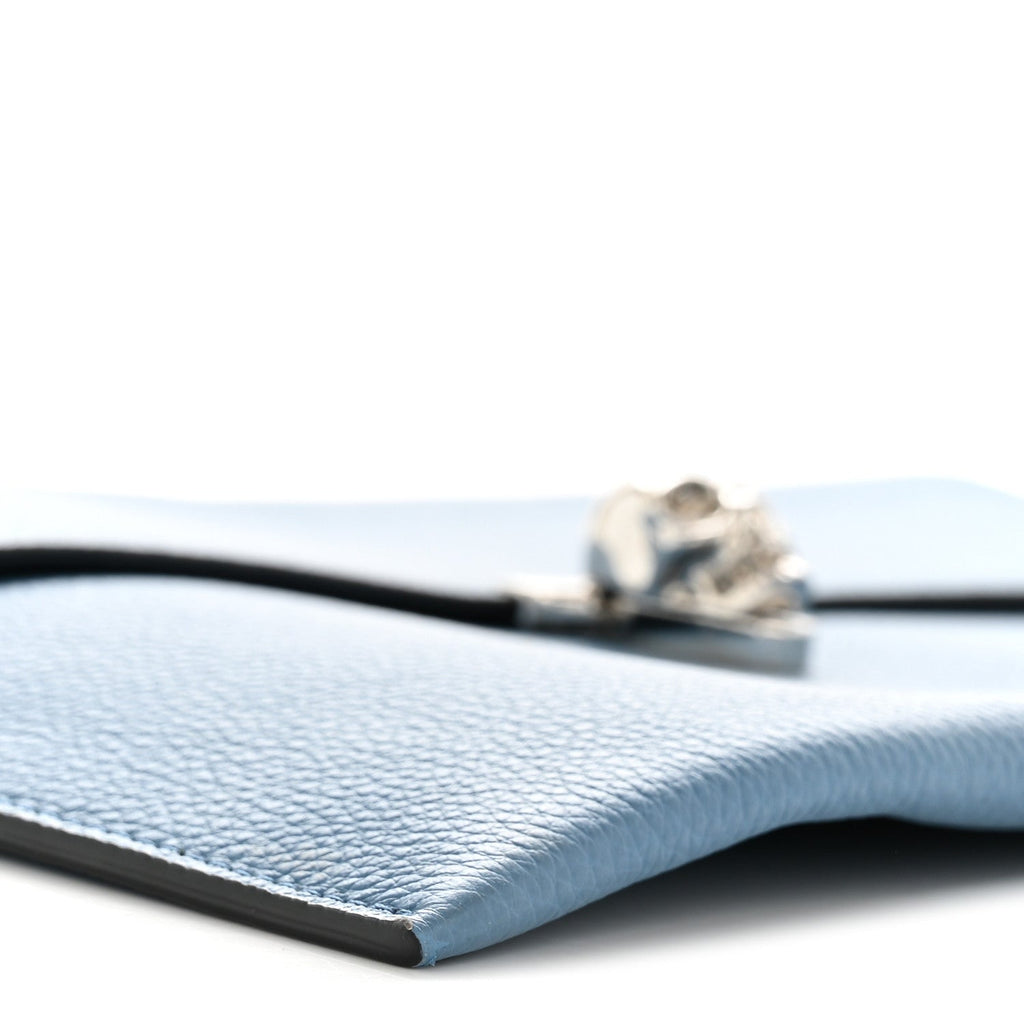 Calfskin Skull Envelope Clutch Blue
