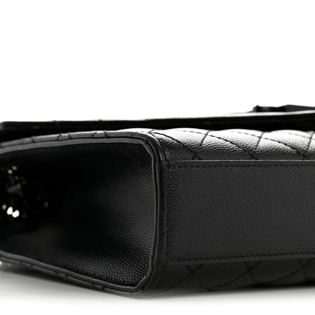 Grain De Poudre Textured Mixed Matelasse Triquilt Medium Monogram Monochrome Satchel Black