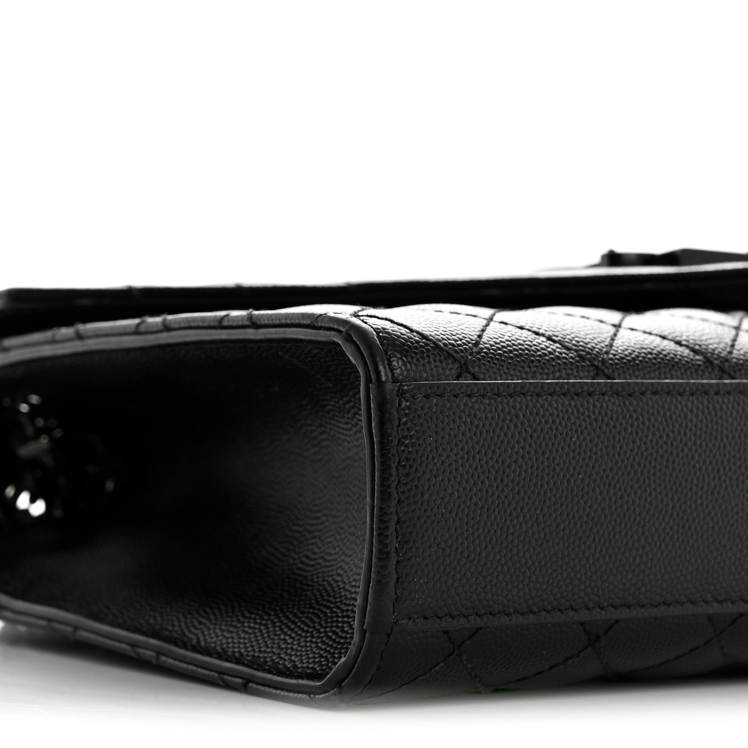 Grain De Poudre Textured Mixed Matelasse Triquilt Medium Monogram Monochrome Satchel Black