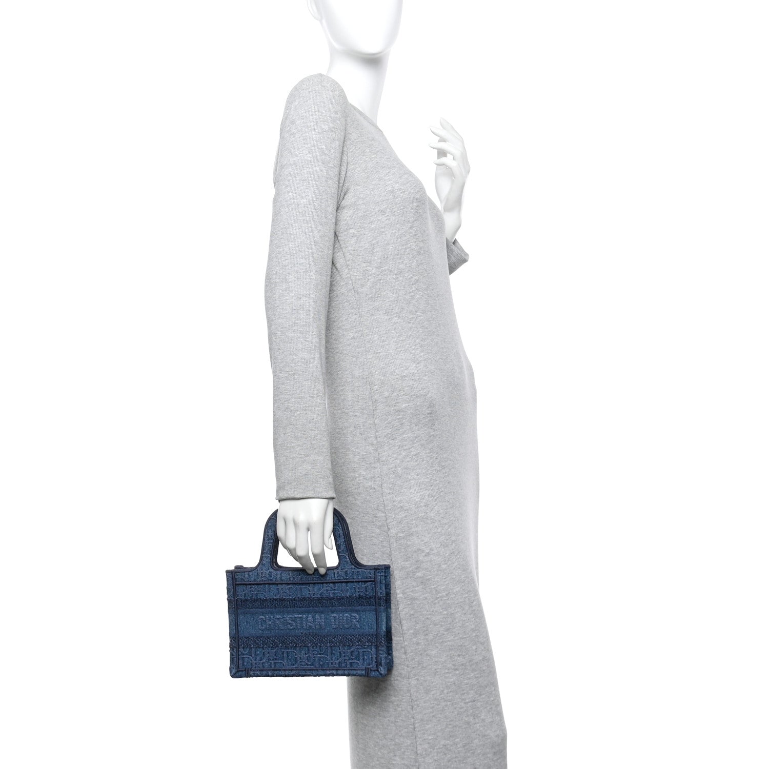 Oblique Denim Mini Book Tote Blue