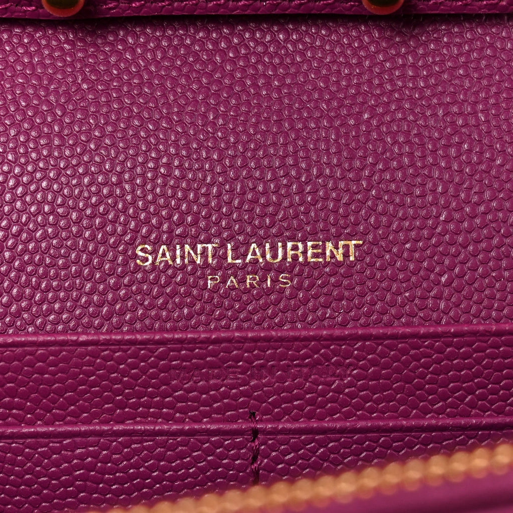 Grain De Poudre Matelasse Chevron Monogram Chain Wallet Dark Grape