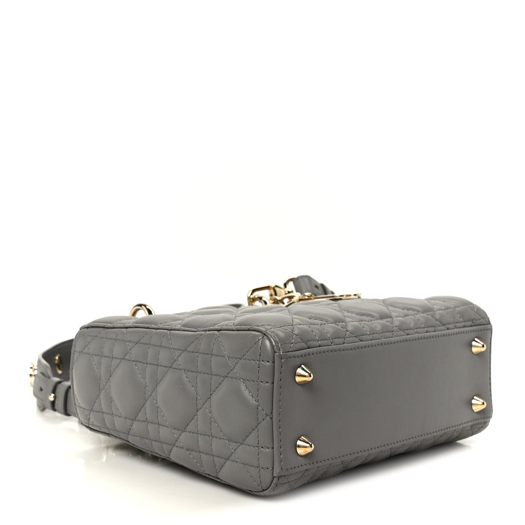 Lambskin Cannage Small Lucky Badges My Lady Dior Grey
