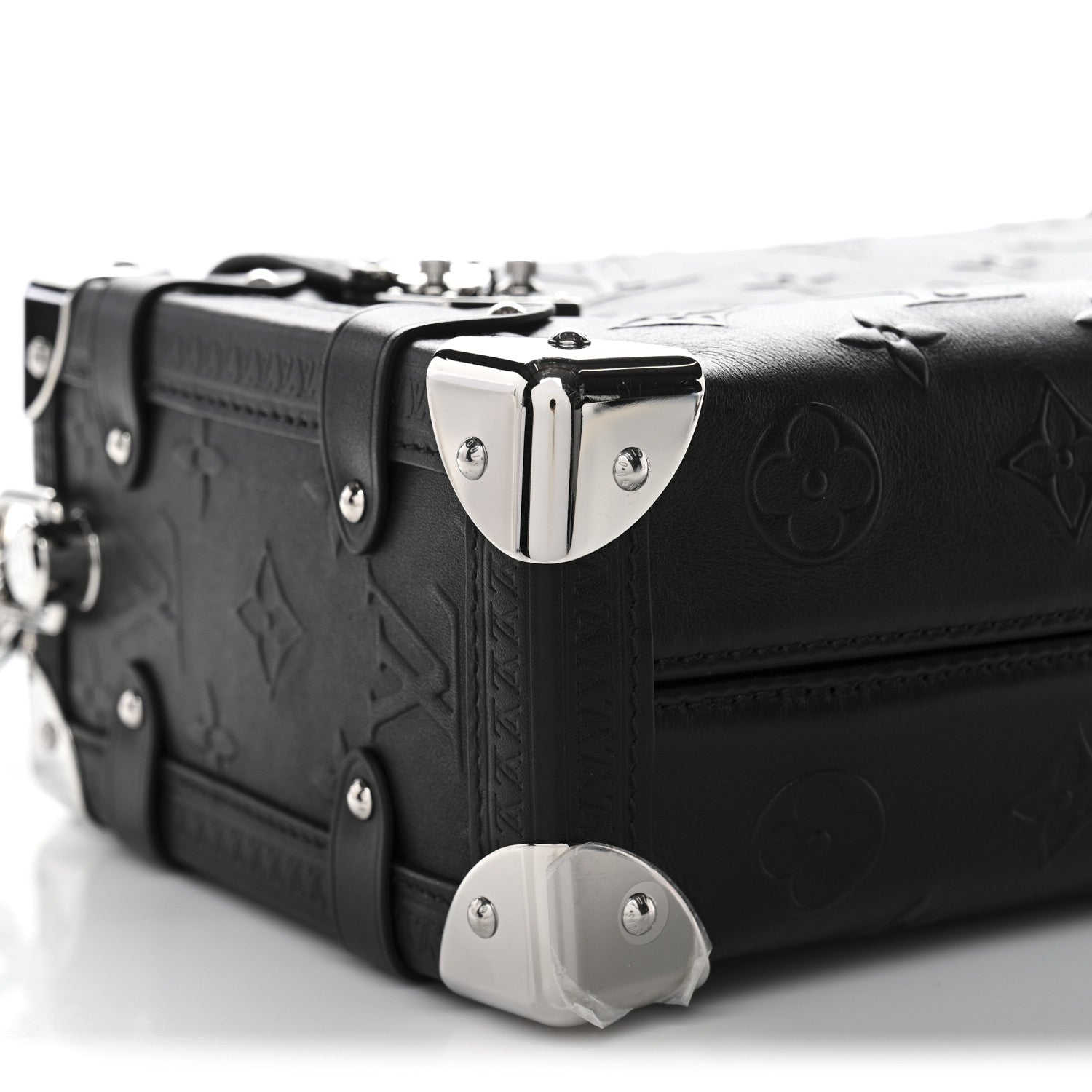 Calfskin Debossed Monogram Side Trunk Black