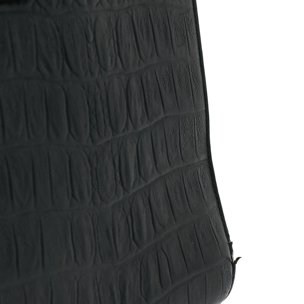 Calfskin Crocodile Embossed Large Sac De Jour Carryall Black
