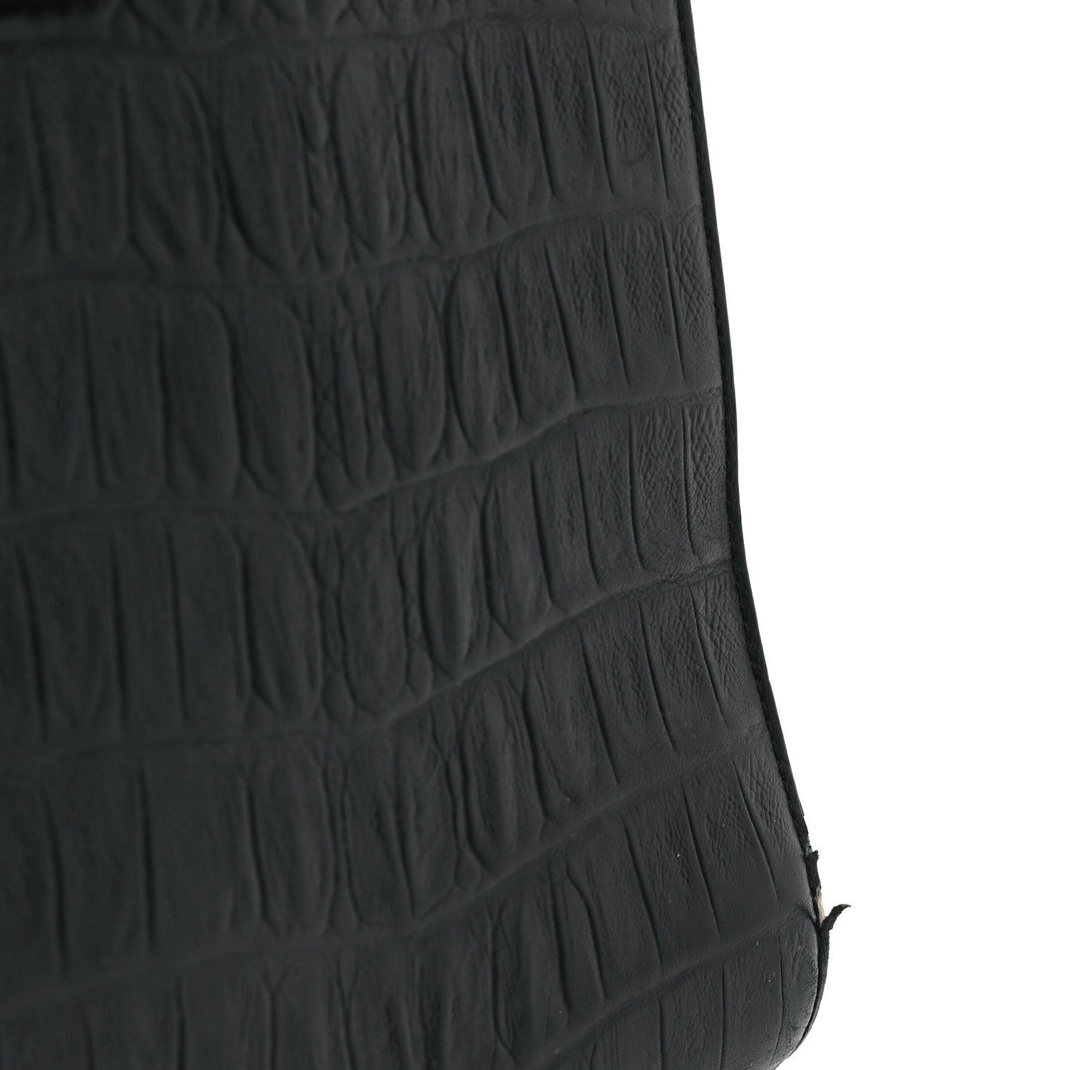 Calfskin Crocodile Embossed Large Sac De Jour Carryall Black