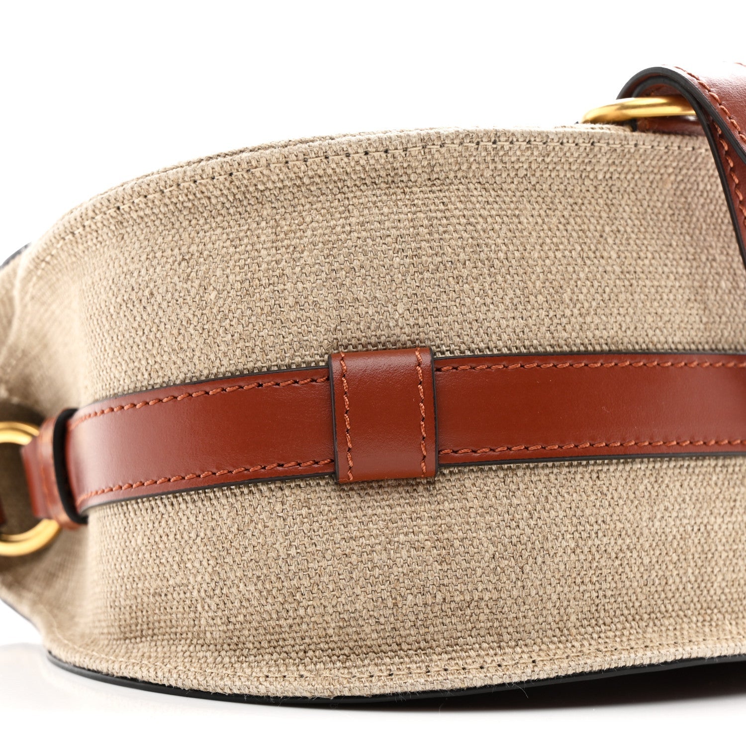 Linen Calfskin Small Marcie Saddle Bag Sepia Brown