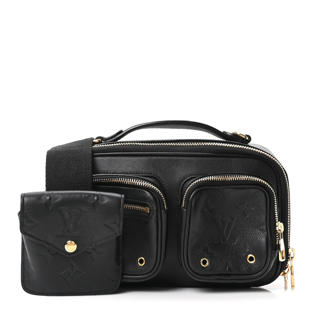 Calfskin Monogram Embossed Utility Crossbody Black