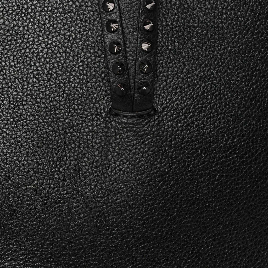 Calfskin Patent Logo Spikes East West Cabata Tote Black