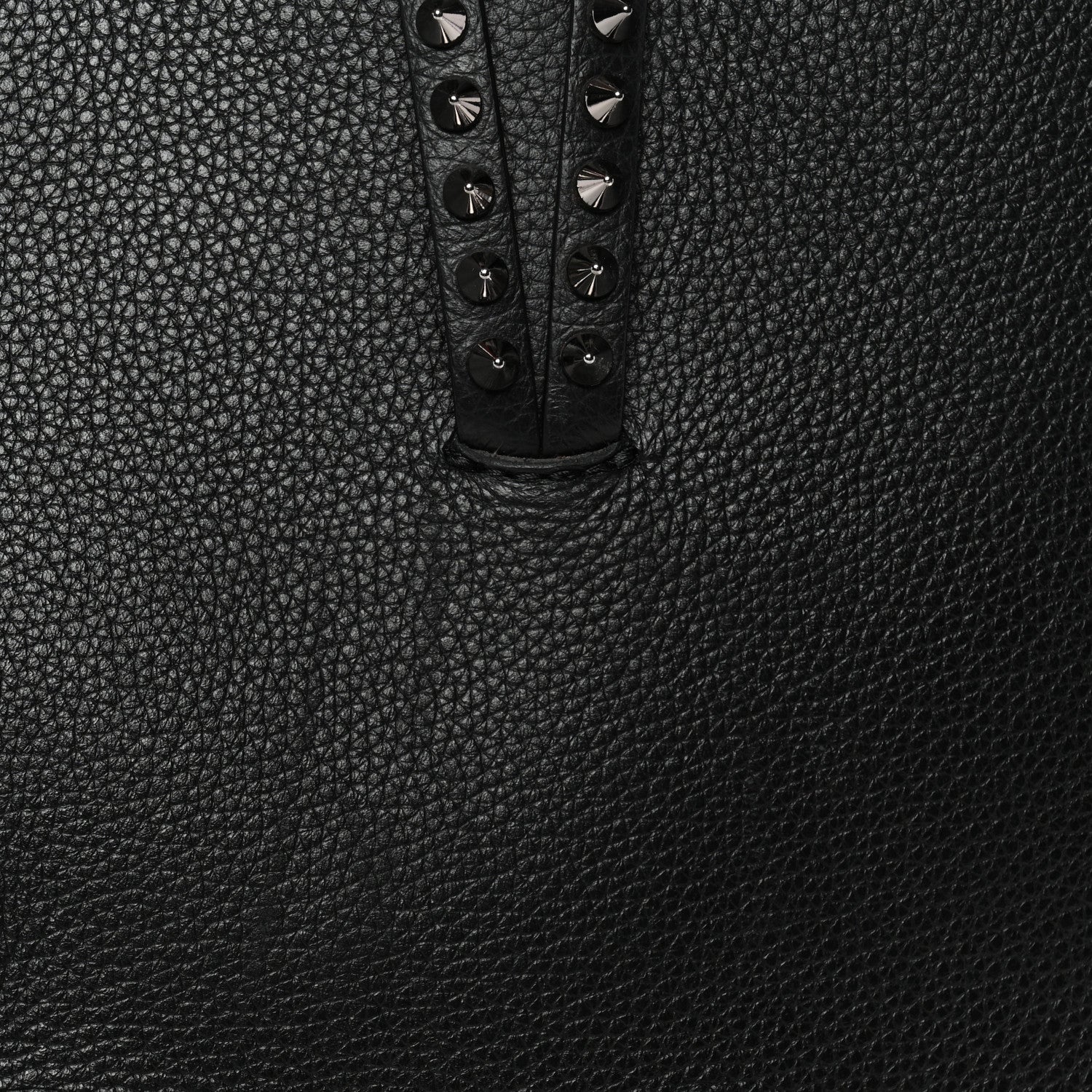 Calfskin Patent Logo Spikes East West Cabata Tote Black