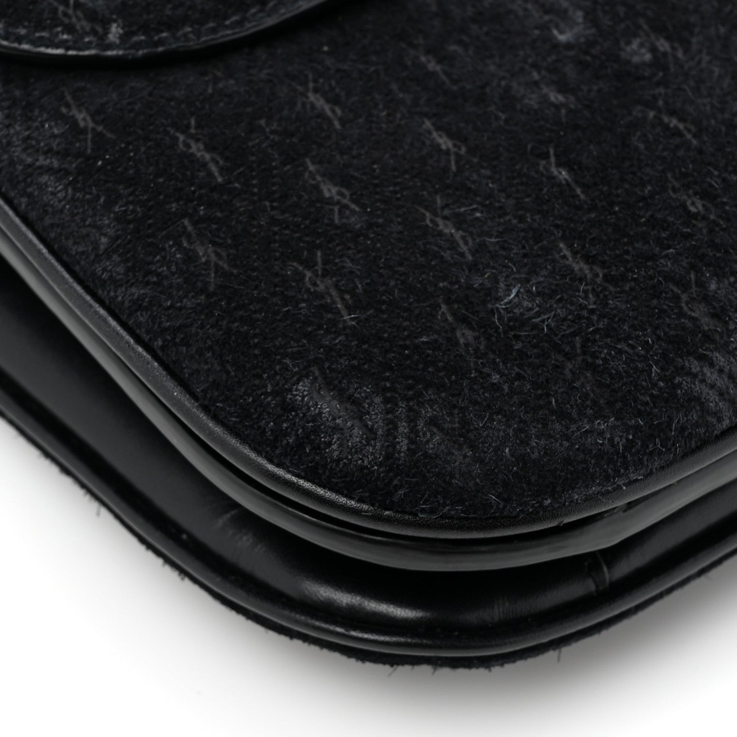 Suede All-Over Monogram Small Le Monogramme Satchel Black