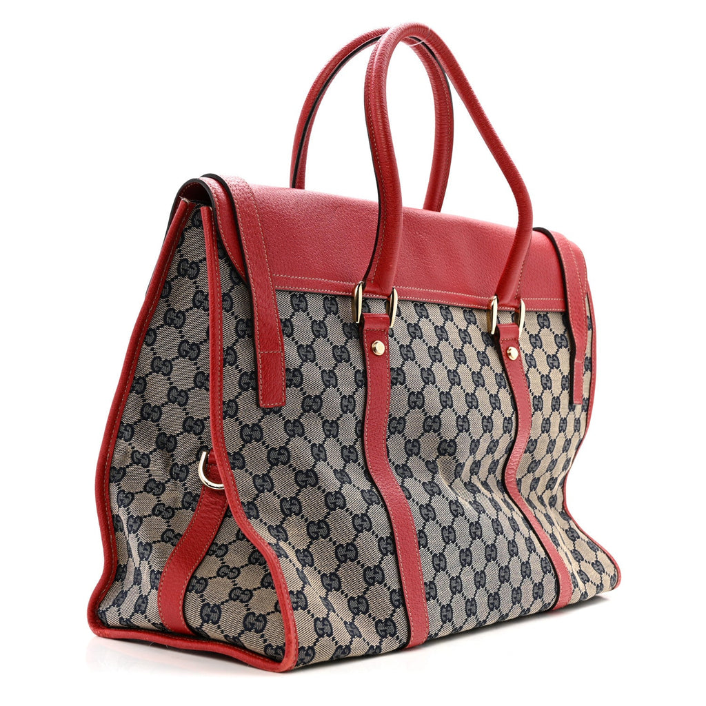 Monogram Work Tote Navy Red