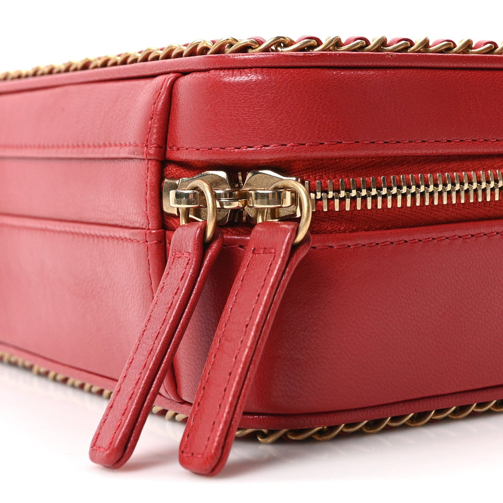 Goatskin Quilted Small CC Filigree Vanity Case Red