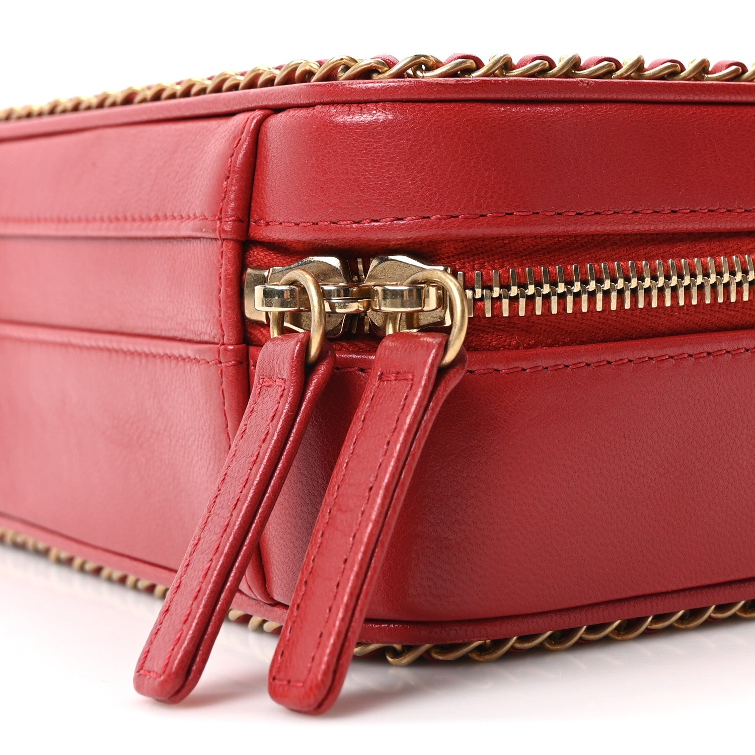 Goatskin Quilted Small CC Filigree Vanity Case Red