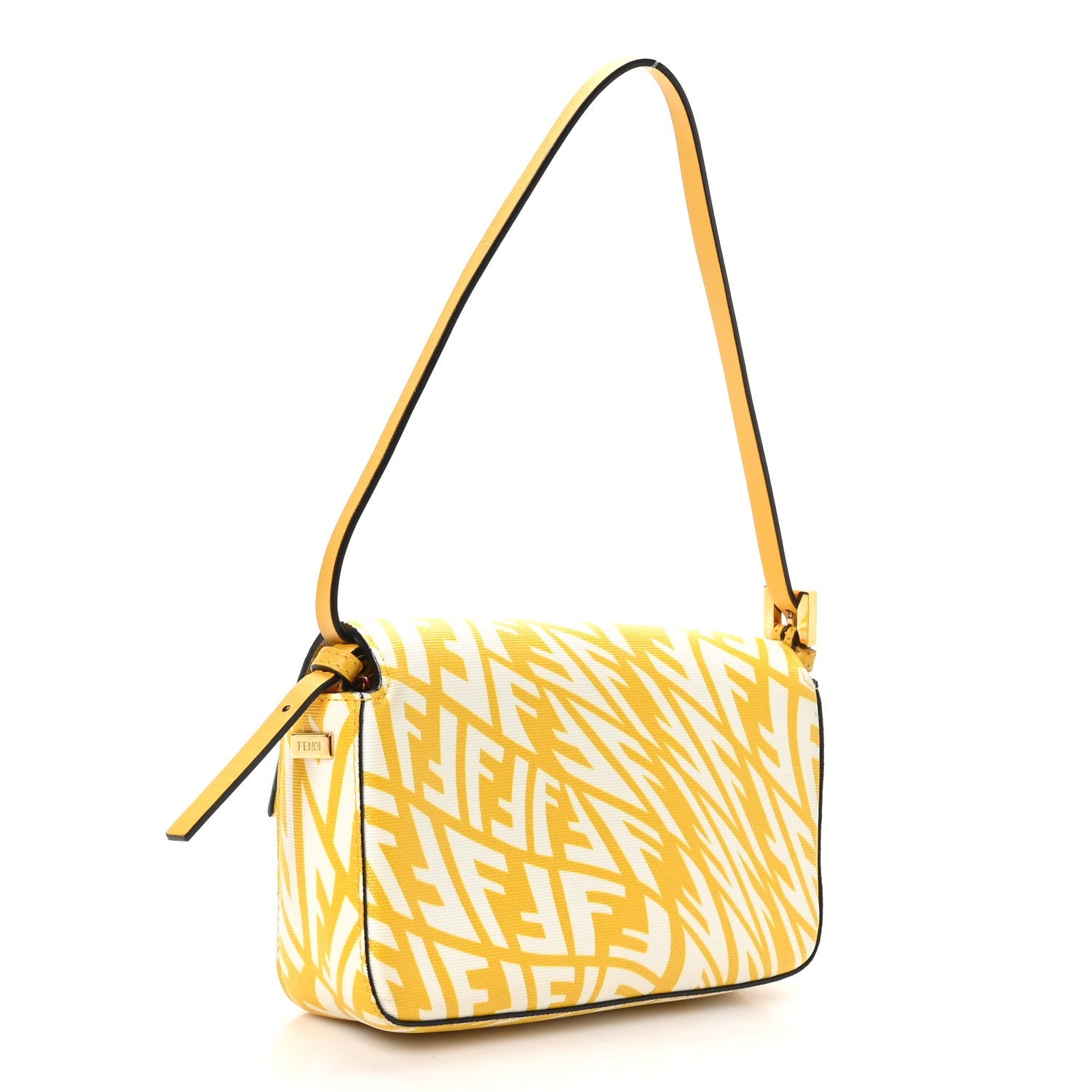 X SARAH COLEMAN Glazed Canvas Vitello King FF Vertigo Mini Baguette 1997 Mimosa White