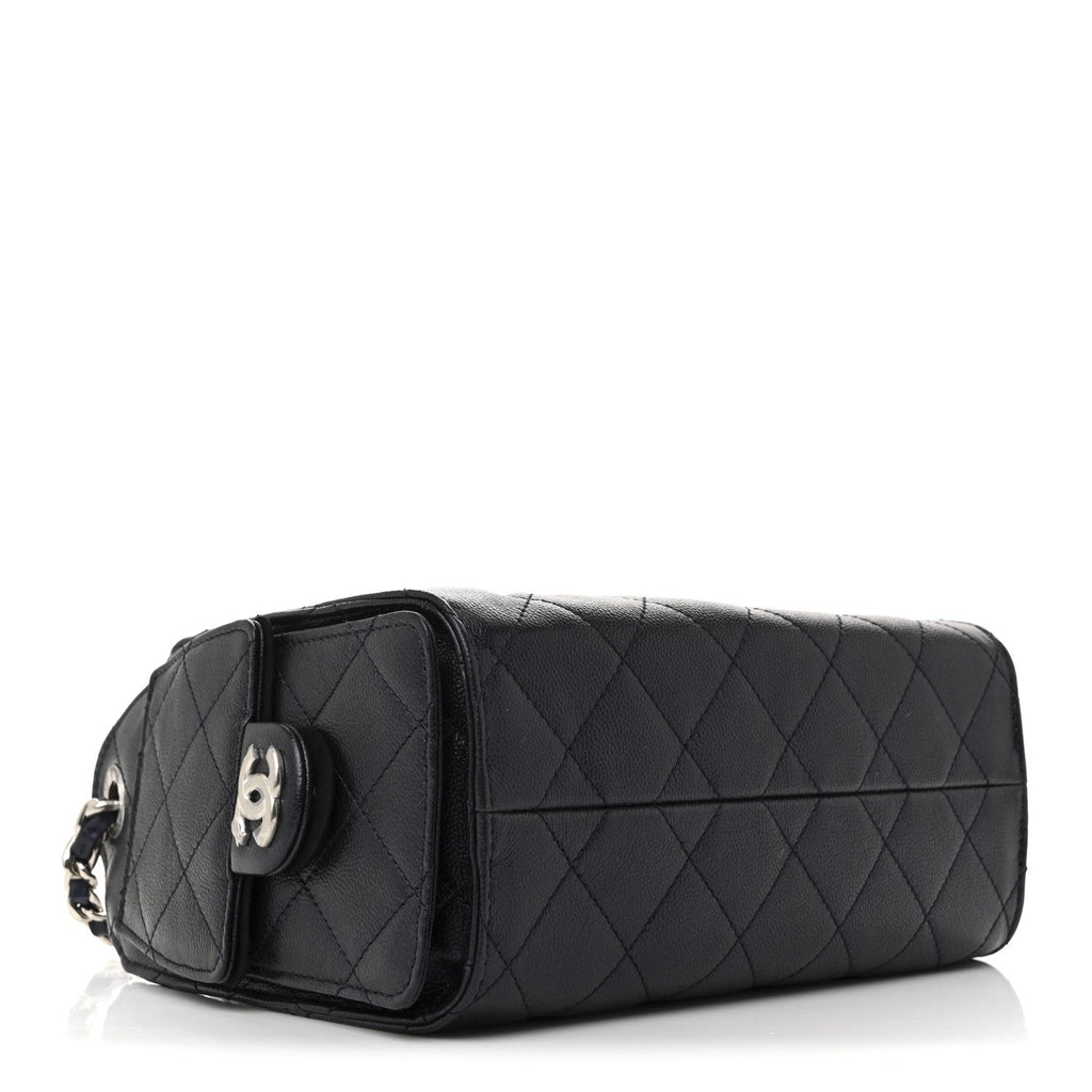 Metallic Caviar Quilted Mini Chanel 25 Handbag Dark Blue