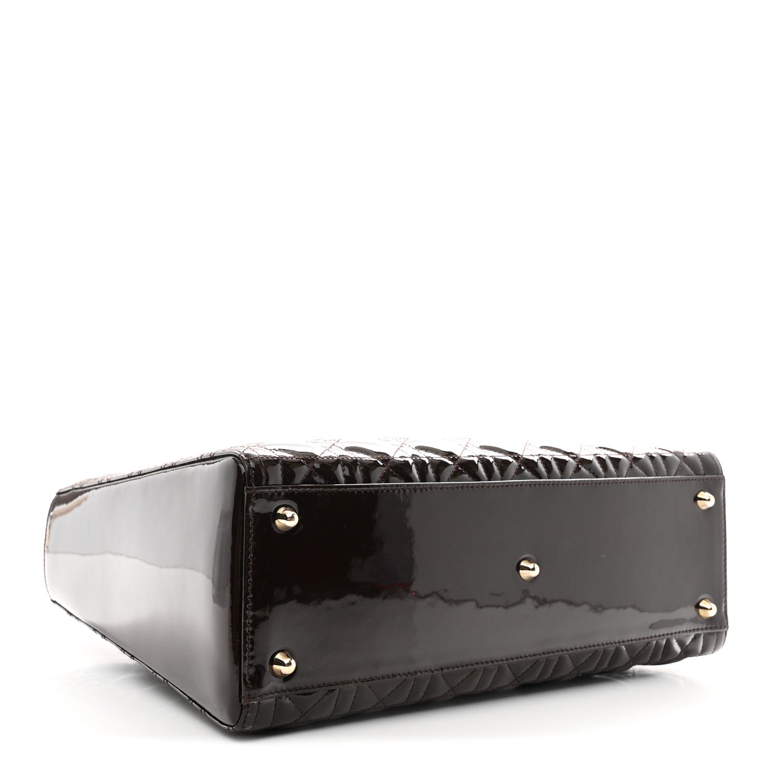 Patent Cannage Large Lady Dior Dark Brown