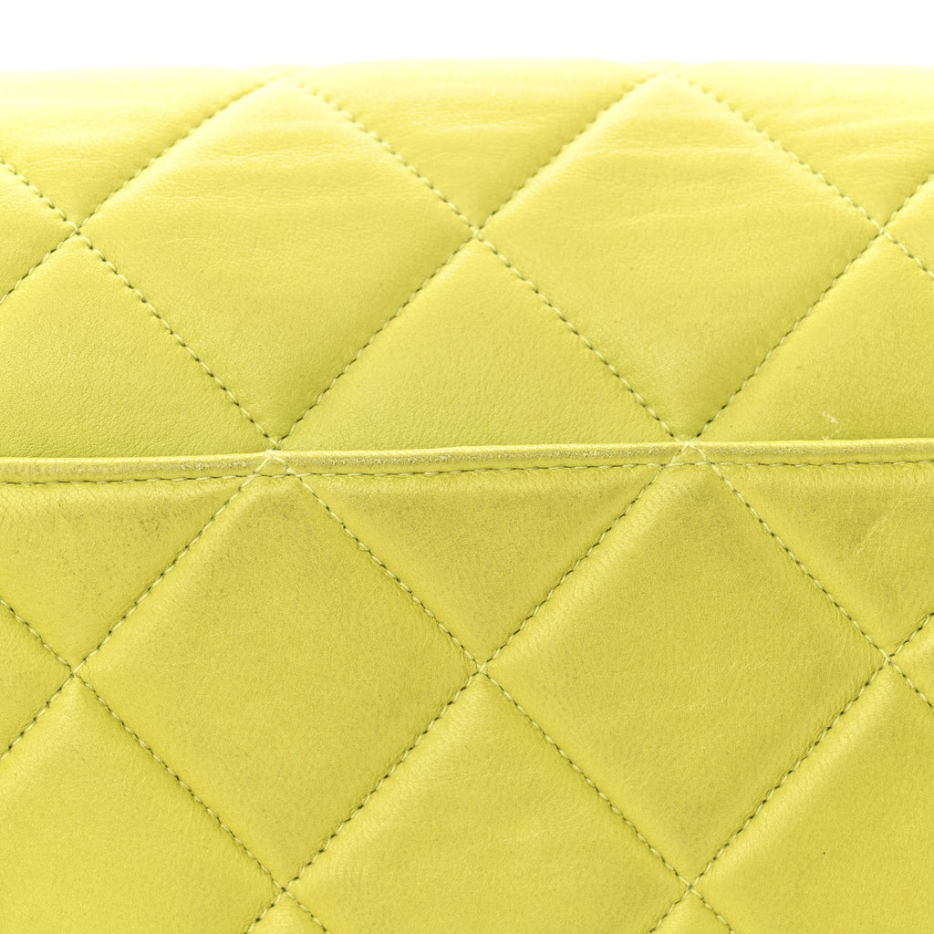 Lambskin Quilted CC Single Flap Green