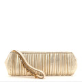 Metallic Nappa Plisse Long Clutch Gold