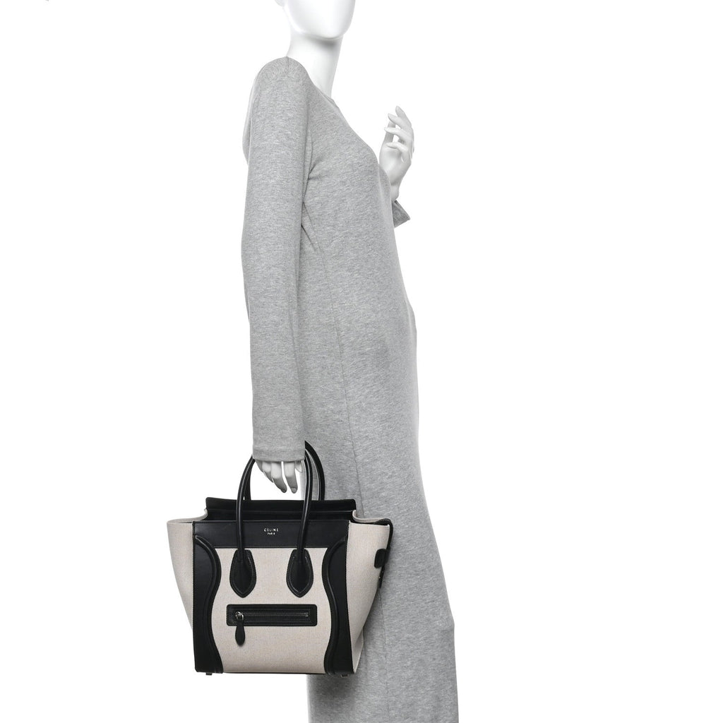 Textile Smooth Calfskin Micro Bi-Color Luggage Natural