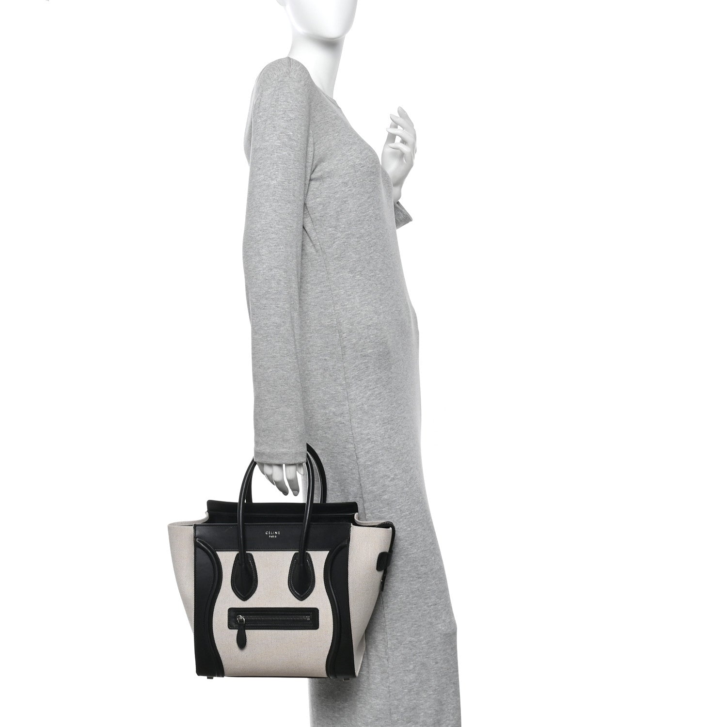 Textile Smooth Calfskin Micro Bi-Color Luggage Natural