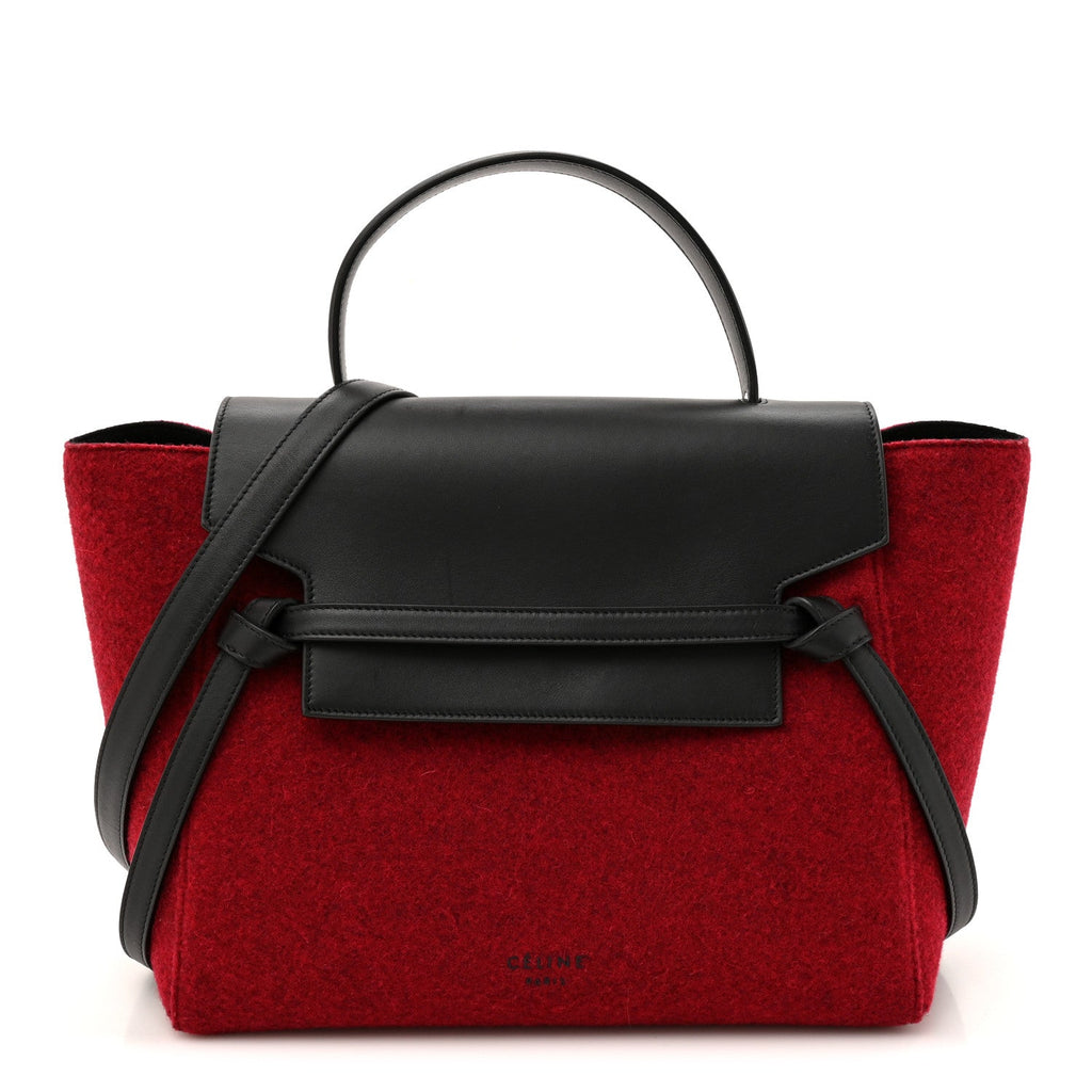 Felt Smooth Calfskin Mini Belt Bag Red
